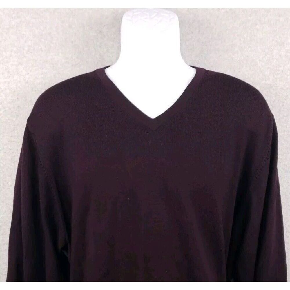 Brooks Brothers 346 Mens V Neck Merino Wool Sweater XL Maroon - Picture 1 of 6